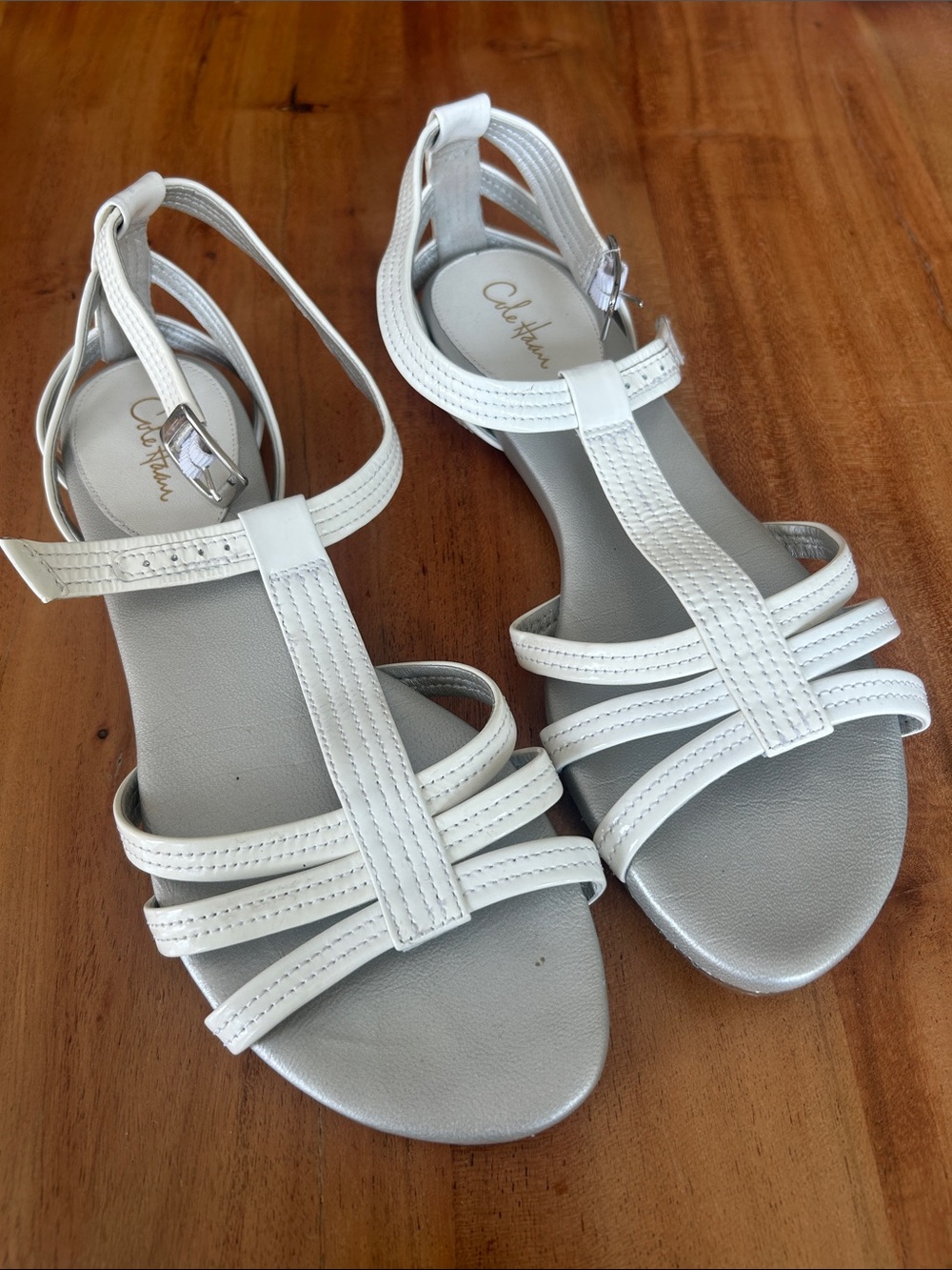 Cole Haan Strappy White Sandals fit like 8 but marked 8.5